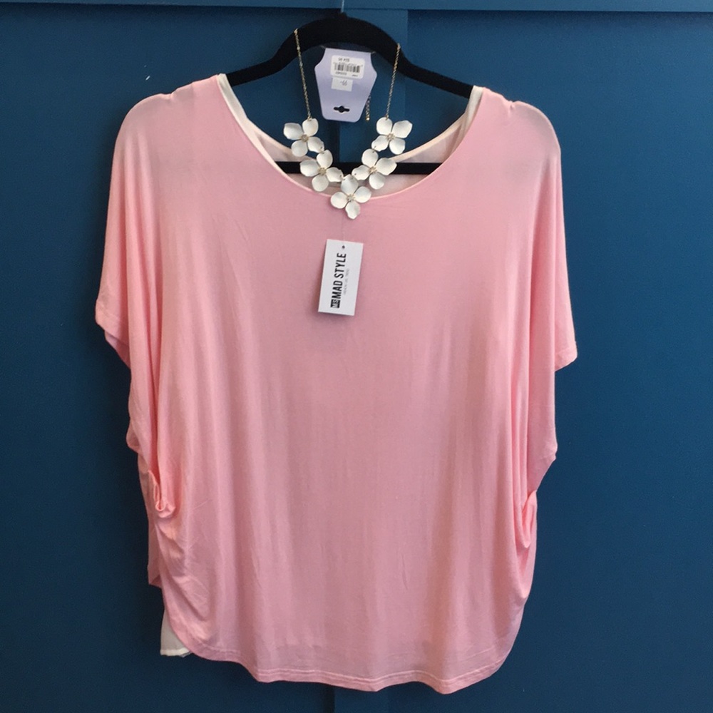 Pink Bouncy top w/pulled up sides to show layer